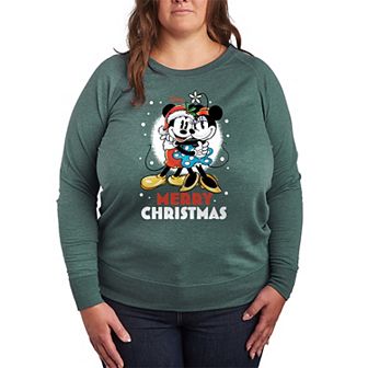 Disney's Mickey & Minnie Mouse Plus Size Merry Christmas French Terry Long Sleeve Tee