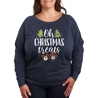 Disney's Mickey & Minnie Mouse Plus Size Oh Christmas Treats French Terry Long Sleeve Tee