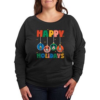 Disney's Mickey Mouse & Friends Plus Size Ornament French Terry Long Sleeve Tee