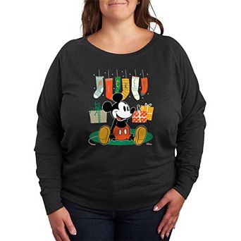 Disney's Mickey Mouse Plus Size Stockings French Terry Long Sleeve Tee