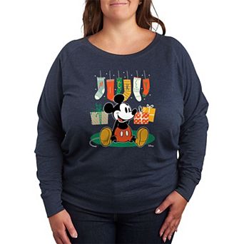 Disney's Mickey Mouse Plus Size Stockings French Terry Long Sleeve Tee