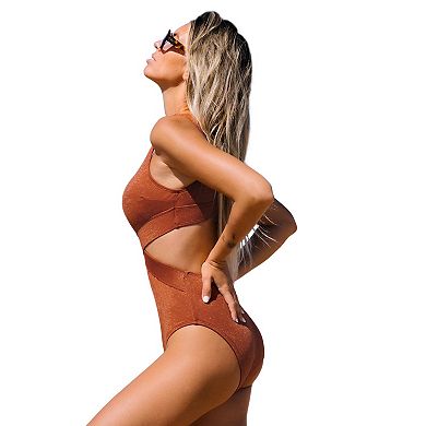 Women's Cupshe Solid Halter One-piece Swimsuit