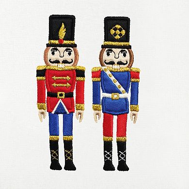 Linum Home Textiles 2-Piece Christmas Embroidered Nutcrackers Luxury Cotton Hand Towel Set