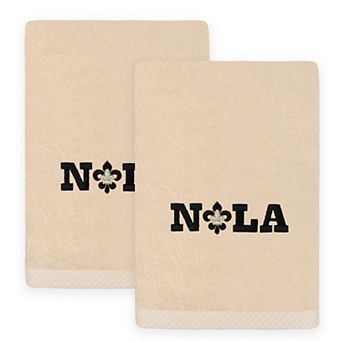 Linum Home Textiles 2 pc Mardi Gras Emroidered Nola Luxury Cotton Hand Towel Set