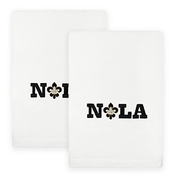 Linum Home Textiles 2 pc Mardi Gras Emroidered Nola Luxury Cotton Hand Towel Set