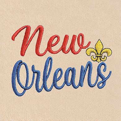 Linum Home Textiles 2-Piece Mardi Gras Embroidered New Orleans Luxury Cotton Hand Towel Set