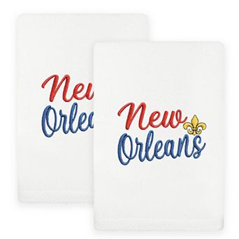 Linum Home Textiles 2 pc Mardi Gras Embroidered New Orleans Luxury Cotton Hand Towel Set