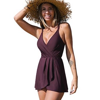 Women's Cupshe Ruched Crossback Swim Dress
