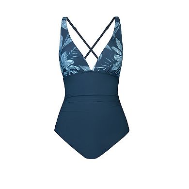 Women's CUPSHE Leaf Print Crossback One-Piece Swimsuit