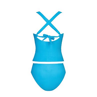 Women's Cupshe 2-Piece Cross Back Swim Top & Mid Rise Swim Bottoms Set