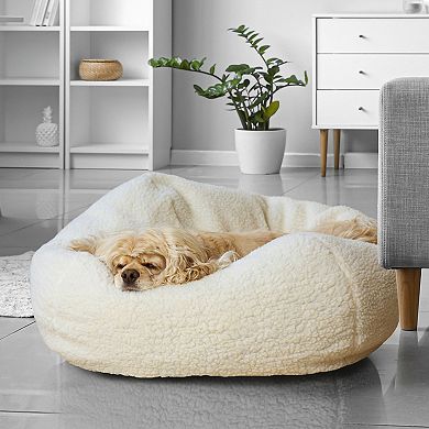 Sherpa Puff Ball Dog Bed