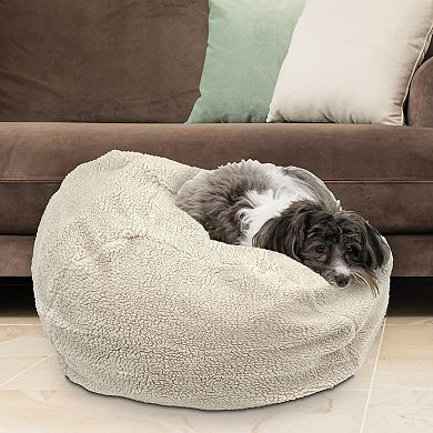 Sherpa Puff Ball Dog Bed