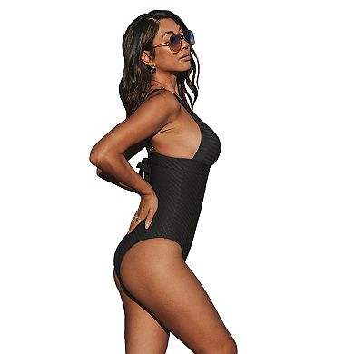 Women's CUPSHE Plunge Adjustable Straps Back Tie One-Piece Swimsuit