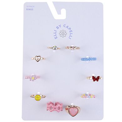 Girls Elli by Capelli 10-piece Mixed Ring Set
