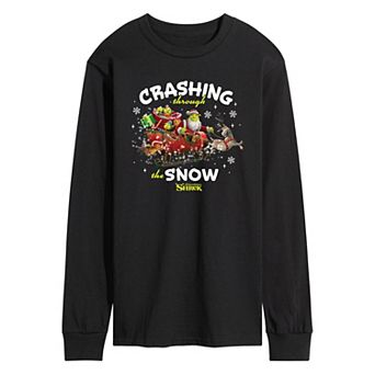 Men's Shrek Crashing Through The Snow Long Sleeve Graphic Tee