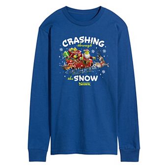 Men's Shrek Crashing Through The Snow Long Sleeve Graphic Tee
