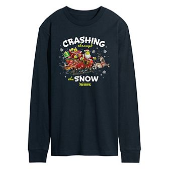 Men's Shrek Crashing Through The Snow Long Sleeve Graphic Tee
