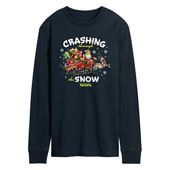 Men's Shrek Crashing Through The Snow Long Sleeve Graphic Tee