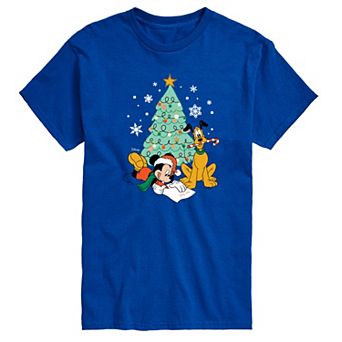 Disney's Mickey Mouse & Pluto Men's Christmas Tree Graphic Tee
