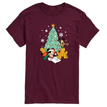 Disney's Mickey Mouse & Pluto Men's Christmas Tree Graphic Tee
