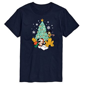 Disney's Mickey Mouse & Pluto Men's Christmas Tree Graphic Tee