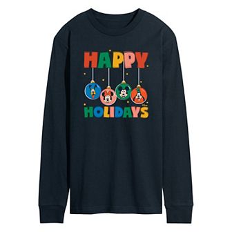 Disney's Mickey Mouse & Friends Men's Ornaments Long Sleeve Graphic Tee