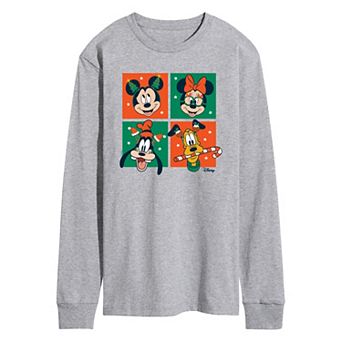 Disney's Mickey Mouse & Friends Men's Christmas Grid Long Sleeve Graphic Tee