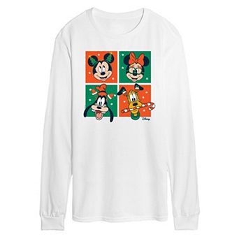 Disney's Mickey Mouse & Friends Men's Christmas Grid Long Sleeve Graphic Tee