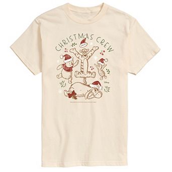 Disney's Winnie The Pooh Men's Christmas Crew Graphic Tee