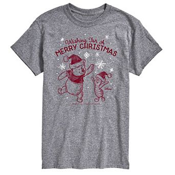 Disney's Winnie The Pooh Men's Wish For Merry Christmas Graphic Tee