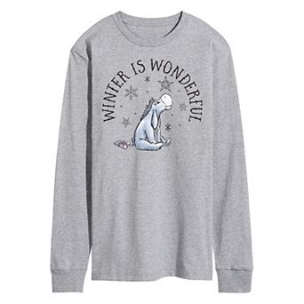 Disney's Winnie The Pooh Men's Winter Is Wonderful Long Sleeve Graphic Tee