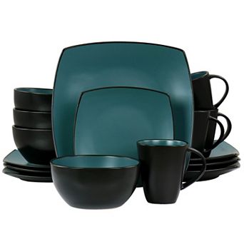 Gibson Elite Soho Lounge 16 pc Matte Glaze Square Dinnerware Set