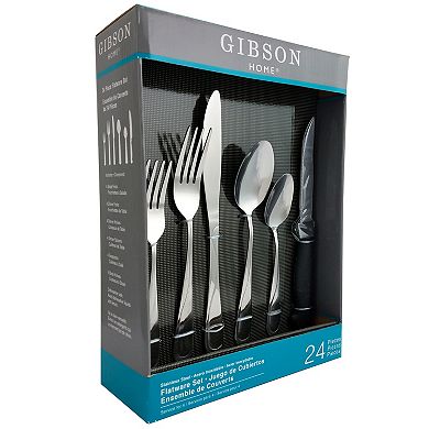 Gibson Home Trillium Plus 24 Piece Stainless Steel Flatware Set with 4 Steak Knives