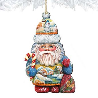 Set of 2 - Winter Wonders Santa Wooden Christmas Ornaments by G. DeBrekht - Christmas Santa Snowman Decor