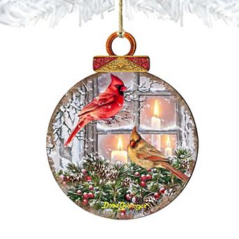 Set of 2 - House Birds Christmas Wooden Christmas Ornaments by Gelsinger - Christmas Decor