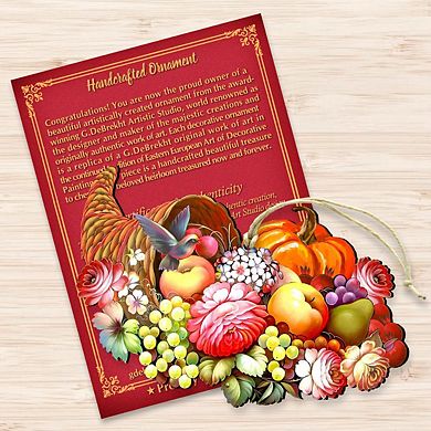 Set of 2 - Cornucopia Wooden Holiday Ornaments Fall by G. DeBrekht - Thanksgiving Halloween Decor