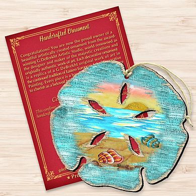 Set of 2 - Sand Dollar Wooden Holiday Ornaments by G. DeBrekht - Coastal Holiday Decor