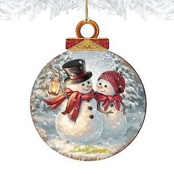 Set of 2 - Snow Much in Love Couple Wooden Christmas Ornaments by Gelsinger - Christmas Santa Snowman Decor