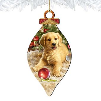 Set of 2 - Christmas Puppy Wooden Christmas Ornaments by Gelsinger - Christmas Decor