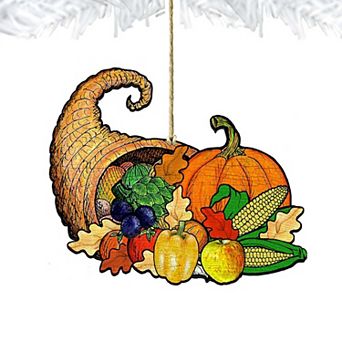 Set of 2 - Give A Thanks Wooden Holiday Ornaments by G. DeBrekht - Thanksgiving Halloween Decor