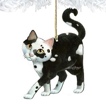 Set of 2 - Cookie N Creme Cat Wooden Holiday Ornaments by Laura Seeley - Pets Dog and Cats Decor