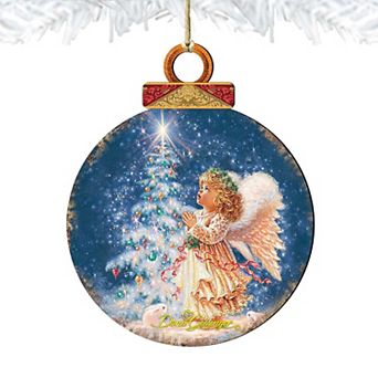 Set of 2 - My Christmas Wish Angel Wooden Christmas Ornaments by Gelsinger - Nativity Holiday Decor
