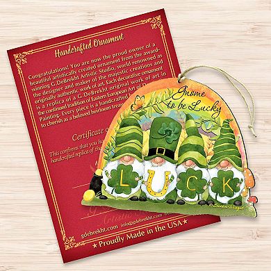 Set of 2 - St. Patrick's Gnomes Wooden Holiday Ornaments by Susan Winget - Celtic Decor