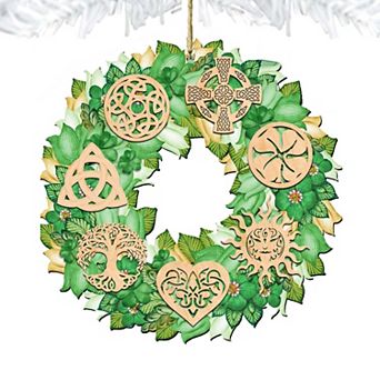 Set of 2 - Irish Celtic Wreath Wooden Holiday Ornaments by G. DeBrekht - Celtic Decor