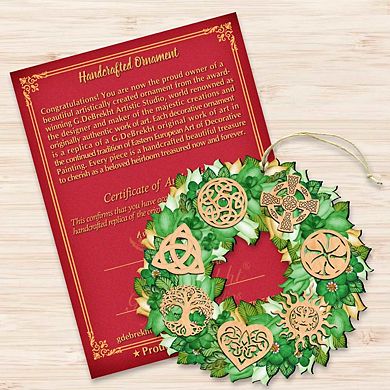 Set of 2 - Irish Celtic Wreath Wooden Holiday Ornaments by G. DeBrekht - Celtic Decor