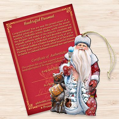 Set of 2 - Honey Bear Christmas Wooden Christmas Ornaments by G. DeBrekht - Christmas Santa Snowman Decor