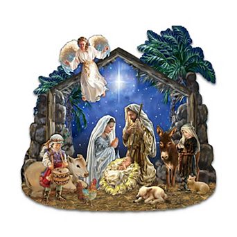 Nativity & Angel 24-Inch Handcrafted Wooden Door Decor by D. Gelsinger - Inspirational Holiday Decor