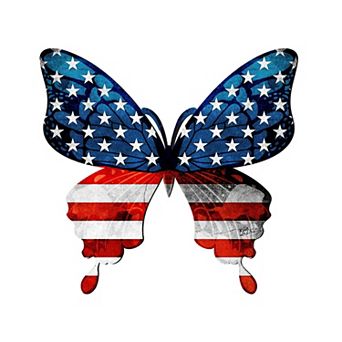 USA Butterfly 24-Inch Handcrafted Wooden Door Decor by G. DeBrekht - Christmas Decor