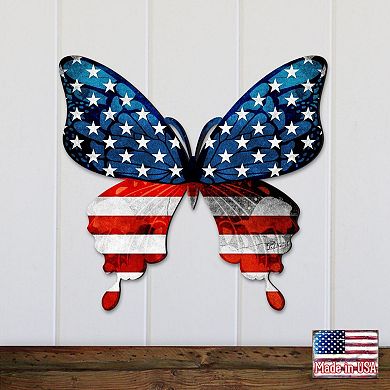 USA Butterfly 24-Inch Handcrafted Wooden Door Decor by G. DeBrekht - Christmas Decor