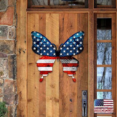 USA Butterfly 24-Inch Handcrafted Wooden Door Decor by G. DeBrekht - Christmas Decor